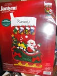Janlynn Felt Applique 16.5" Holiday Santa Christmas Stocking Customizable. Fixed Price $21.99.