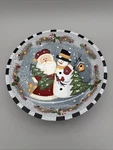 Vntg Dolgencorp Santa Claus Snowman Decorative Wood Carved Bowl Christmas 12". Fixed Price $17.50.
