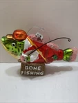 Bestpysanky Hand Painted Mouth Blown Glass Christmas Ornament. Gone Fishing. Fixed Price $12.00.