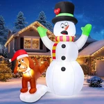 5.5 Ft Inflatable Snowman With Puppy Dog, Christmas Outdoor Yard Decoration, Blo. Fixed Price $77.99.
