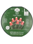 Holiday Time 500-COUNT Red Led Dome Christmas Lights, With Green Wire, 105.7 Ft. Fixed Price $53.37.