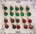 Handcrafted Miniature Red Green Crackle Glass Gold Christmas Tree Ornaments 8MM. Fixed Price $18.99.