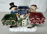 Yankee Candle Christmas Snowman 3 Tea Light Holder Holly Joy Love Hope US7. Fixed Price $14.66.