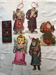 Vintage Brite Star Icicles, Merrimack Pub., Village Art Cardboard Santas / Angel. Fixed Price $20.99.
