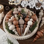 Yunlly 9 Pcs Neutral Christmas Ornaments Textured Tree Coffee Color. Fixed Price $31.01.