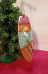 Kurt Adler Hand Painted Glass Surfboard Ornament Beach Palm Trees. Fixed Price $12.99.