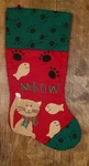 Orange Cat Christmas Stocking Felt Fish Kitty Meow Paw Prints Nicks Choice. Fixed Price $16.99.