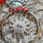 Christmas: Snowman "ella" Snowflake Ornament, Metallic, Size 2-INCH, Nwt. Fixed Price $19.99.