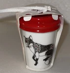 Starbucks Red Geometric Mosaic Fox Hanging Ceramic Ornament Coffee Cup 2018. Fixed Price $13.99.