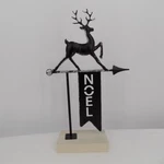 Ashland Christmas Holiday Pines Free Standing Reindeer Noel Banner Metal Wood. Fixed Price $15.00.
