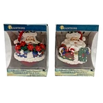 Vtg Cwc Nos Traditions Christmas Glass Ornaments Lot 2 Santa Wreath Poinsettia. Fixed Price $11.50.