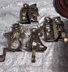 Lot 4 Snowman, Angel Christmas Box Gold Plated Metal Stocking Fireplace Hangers. Fixed Price $39.95.