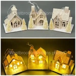 Set Of 3 Christmas Ornaments Martha Stewart Led Lighted Gold Glitter Putz Houses. Fixed Price $33.29.