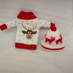 Christmas Wine Bottle Sweater & Hat Set Reindeer Knit Holiday Decor 100% Acrylic. Fixed Price $8.89.