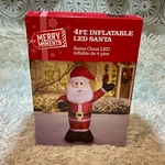 Inflatable Led Christmas Santa Claus Merry Moments 4 Foot Tall, New Box. Fixed Price $24.98.