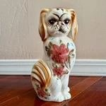 Floral Pekingese Dog Figurine Statue 12" Hand Painted Ceramic Vintage. Fixed Price $95.99.