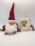 Vtg Santa Head Christmas Ornaments Curly Beard Felt Hat Bells Kurt Adler Set (2). Fixed Price $23.75.