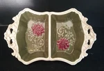 Grasslands Road Christmas Poinsettia Divided 2 Sided Candy Serving Dish Euc. Fixed Price $10.00.