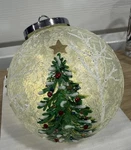 Rare Hand-painted Lighted Glass Holiday Ball 8 In. Crackle Led Christmas Decor. Fixed Price $30.00.