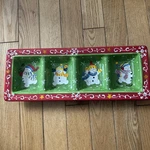 Susan Winget Certified International Xmas Winter Snowmen 4 Part Serving Platter. Fixed Price $25.00.
