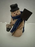 Retro Style Paper Mache Snowman Top Hat Shovel Bucket 7" Cottage Farmhouse. Fixed Price $19.95.