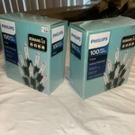 2X Philips 100 Clear Mini Lights With Green Wire Christmas Remains Lit New (200). Fixed Price $19.99.