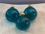Christmas Ornaments Set Of Glass Translucent Turquoise Balls AA2539. Fixed Price $9.99.