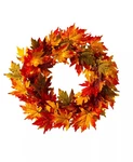 Glitzhome 24" Fall Lighted Maple Leaves Wreath (defect). Fixed Price $39.99.