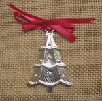 Lenox Silvertone Christmas Tree Shaped Ornament - 2 5/8" Charm. Fixed Price $12.49.
