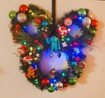 Monsters Inc Christmas Wreath, Mickey Ears Xmas. Fixed Price $150.00.