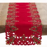 Saro Lifestyle Nostalgic Holiday Christmas Tree Table Runner, Red, 16" X 90". Fixed Price $23.56.