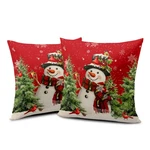 Winter Holiday Pillows, 18X18 Snowman Print Set, Red. Fixed Price $35.98.