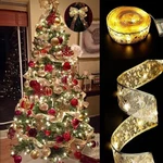 Christmas Ribbon Fairy Lights, Copper Wire White String Glitter Gold R.... Fixed Price $18.44.