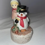 Vintage Trim Home Musical Snowman And Girl With Box Wish You Merry Christmas. Fixed Price $15.99.