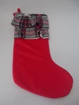 Nwt Ashland Red Velvet Christmas Stocking W/ Plaid Double Ruffle Trim. Fixed Price $16.00.