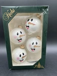 Krebs Glass Snowman Christmas Ornaments Set Of 4 Pearl & Matte White Made In Usa. Fixed Price $19.99.