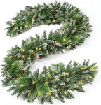 Jin&bao 9FT Christmas Garland With Lights, 100 Led Snowy Branches. Fixed Price $50.60.