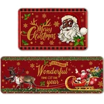 2 Pcs Christmas Kitchen Rugs Black Santa Decorations Xmas Winter Fl.... Fixed Price $39.61.