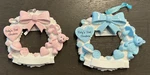 " Baby's First Christmas Wreath Blue Pink Personalizable Ornament. Fixed Price $10.44.