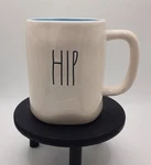 Rae Dunn Hip Hop Double Sided Mug Blue Inside Interior Easter Spring 2019. Fixed Price $5.50.