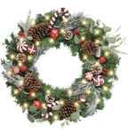 Wanna-cul Pre-lit Lighted Christmas Wreath 24" Indoor/outdoor 30 Led Lights New. Fixed Price $59.99.