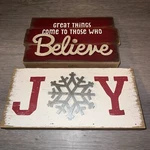 Set Of 2 Hallmark Wood Christmas Signs Great Things Who Believe & Joy Snowflake. Fixed Price $20.00.