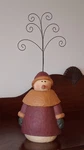 Rare Blossom Bucket Large Country Snowman Card Holder Figurine By Barbara Lloyd. Fixed Price $100.00.