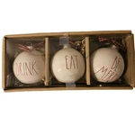 Rae Dunn By Magenta Eat Drink Be Merry Christmas Ceramic Ball Ornaments 3PCS. Fixed Price $19.99.