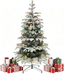 4FT Pre-lit Artificial Snow Flocked Christmas Tree, Pe & Pvc Mixed Layered. Fixed Price $107.16.