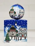 Hand Painted Wooden Christmas Ornament With Box Winter Church Village Scene. Fixed Price $29.95.