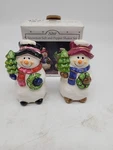 Scotts Collectables Cermanic Snowmen Salt And Pepper Shakers W/ Box Approx. 3.5". Fixed Price $10.99.