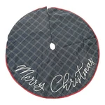 Merry Christmas Holiday Tree Skirt Time 47 Denim Blue Top Stitch Red Trim. Fixed Price $7.13.