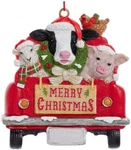 Kurt Adler Farm Animals In Truck Christmas Ornament #J8840, Brand New. Fixed Price $13.95.