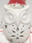Pfaltzgraff Winterberry Porcelain Christmas Lighted Led White Owl W/santa Hat. Fixed Price $14.82.